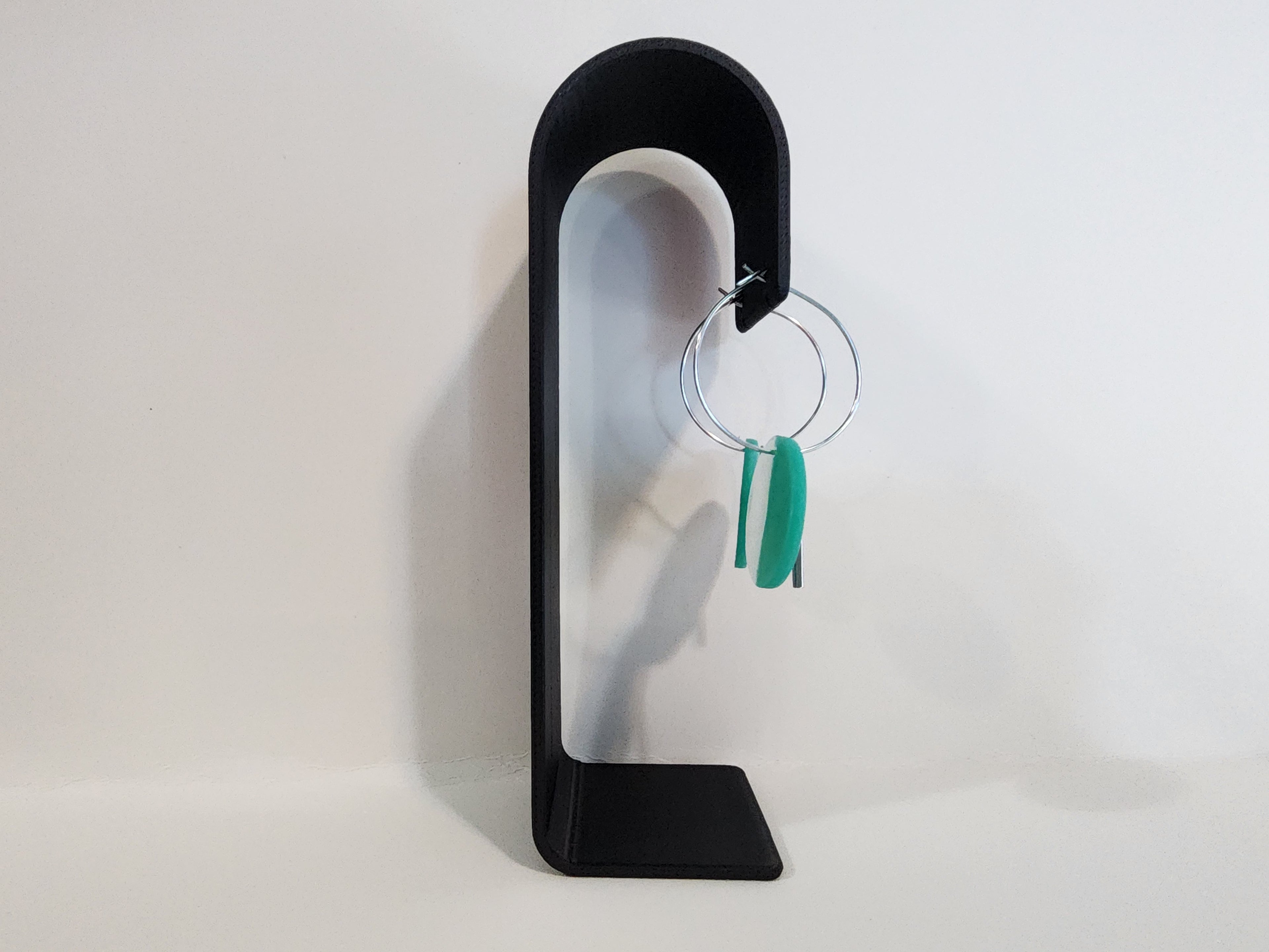 Handmade Polymer Clay Statement Earrings – Teal & White Geometric Dangles Small