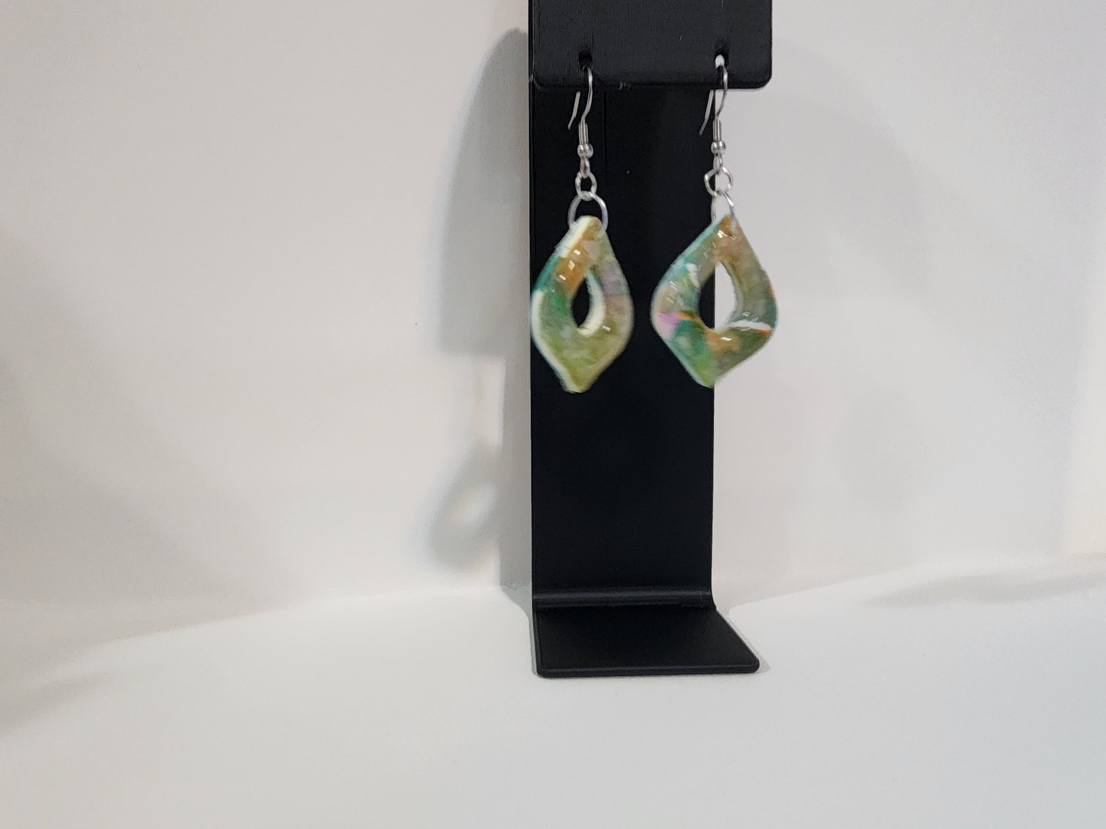 Handmade Abstract Polymer Clay Earrings – Earth Tone Cutout Dangles