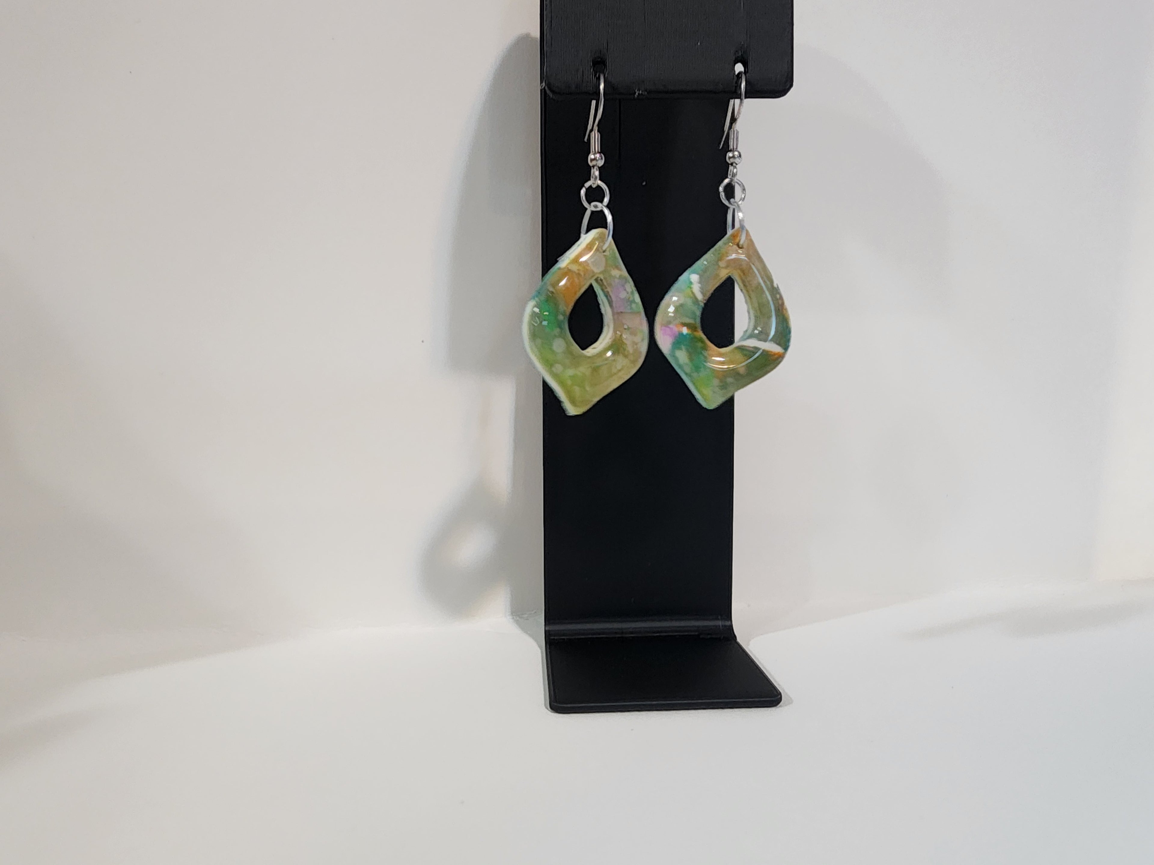 Handmade Abstract Polymer Clay Earrings – Earth Tone Cutout Dangles