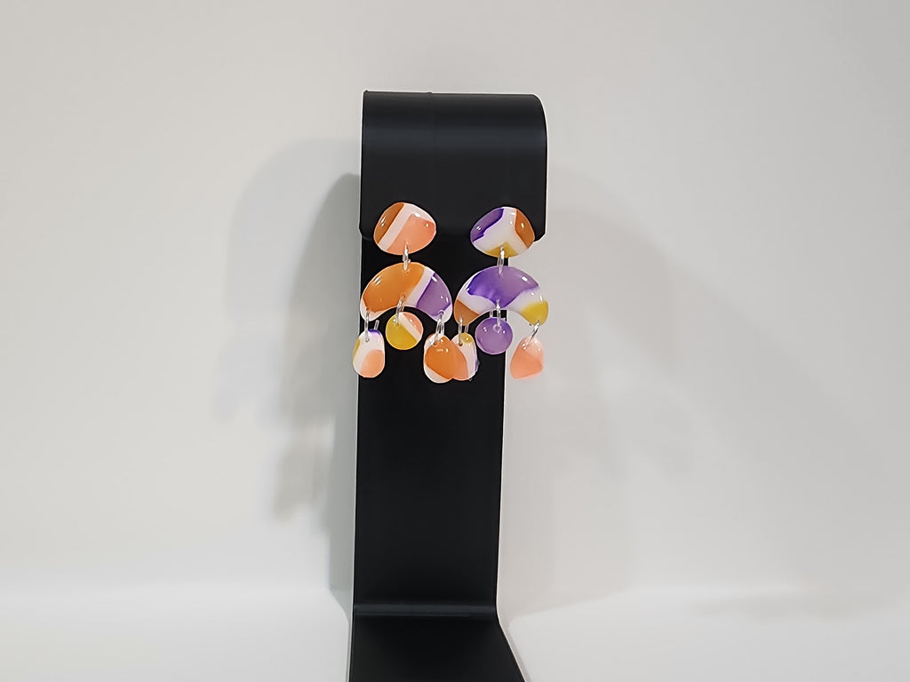 Handmade Abstract Polymer Clay Statement Earrings – Colorful Confetti Dangles