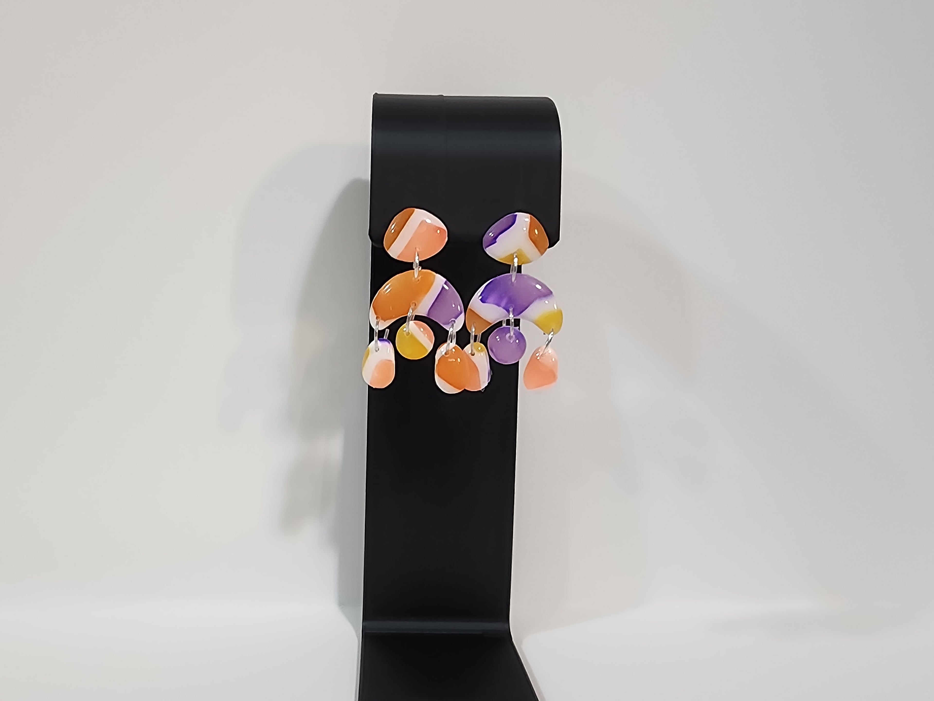 Handmade Abstract Polymer Clay Statement Earrings – Colorful Confetti Dangles