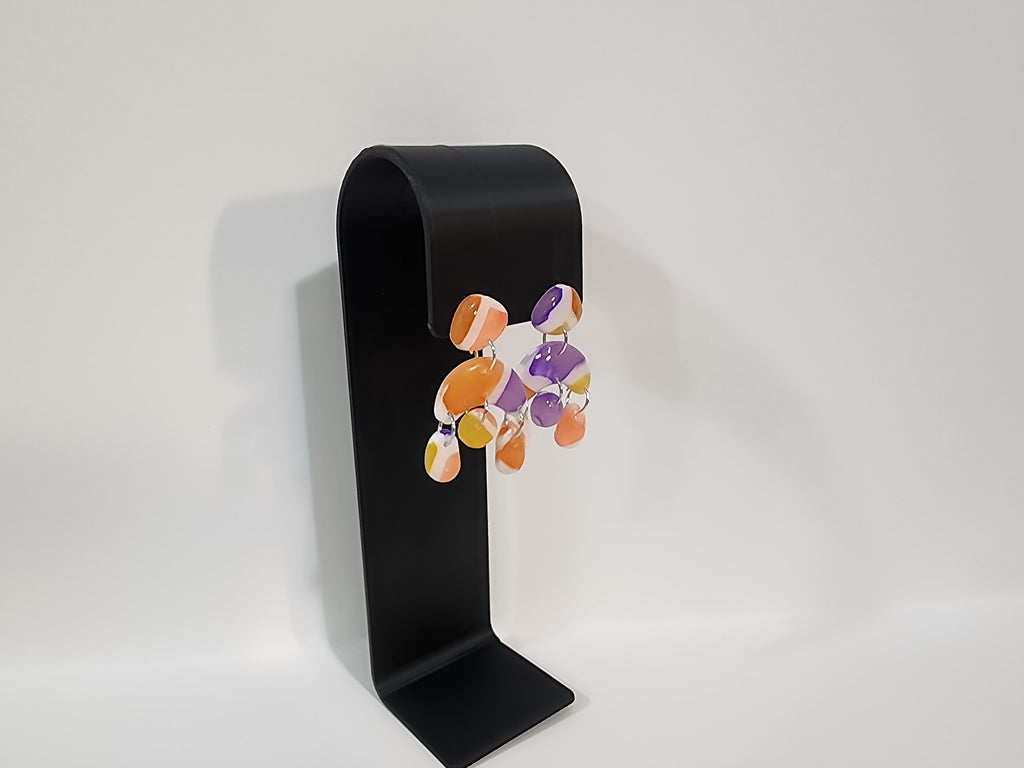Handmade Abstract Polymer Clay Statement Earrings – Colorful Confetti Dangles