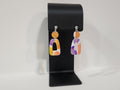 Handmade Abstract Polymer Clay Earrings – Color Block Arch Dangles