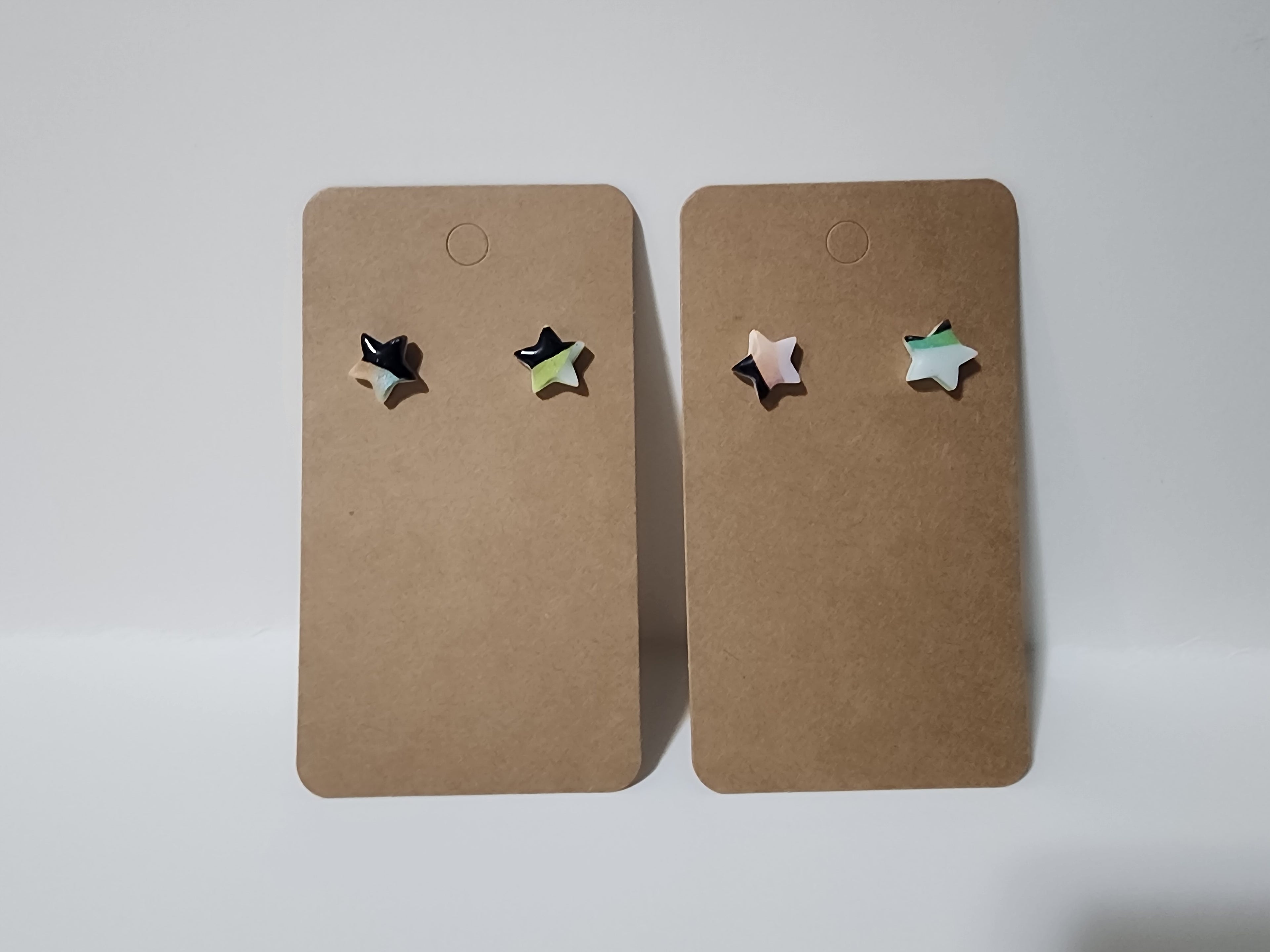 Handmade Star Polymer Clay Stud Earrings – Mini Rainbow Stripe Star Studs