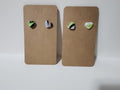 Handmade Heart Polymer Clay Stud Earrings – Minimalist Rainbow Stripe Heart Studs